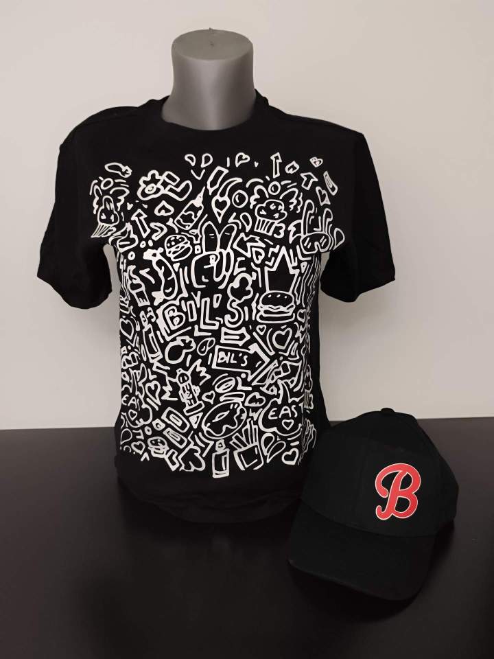 T shirt Bil's Face + casquettes